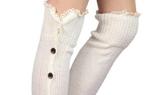 Ivory Button Down Leg Warmers, Boot Toppers, Boot Cuffs