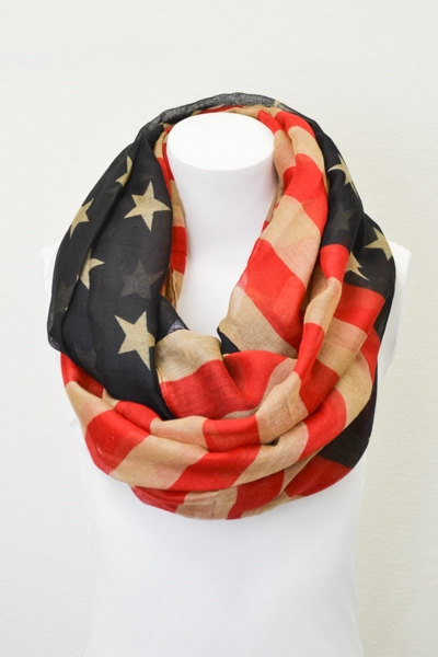 Vintage American Flag Infinity Scarf Patriotic July 4th Scarves Red White And Blue Infinity Flag Scarf Wear Infinity Scarves
